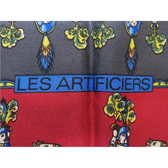 Hermes Red and Blue Artificiers Scarf - Picture 9 of 12